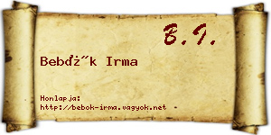 Bebők Irma névjegykártya