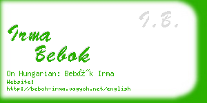 irma bebok business card